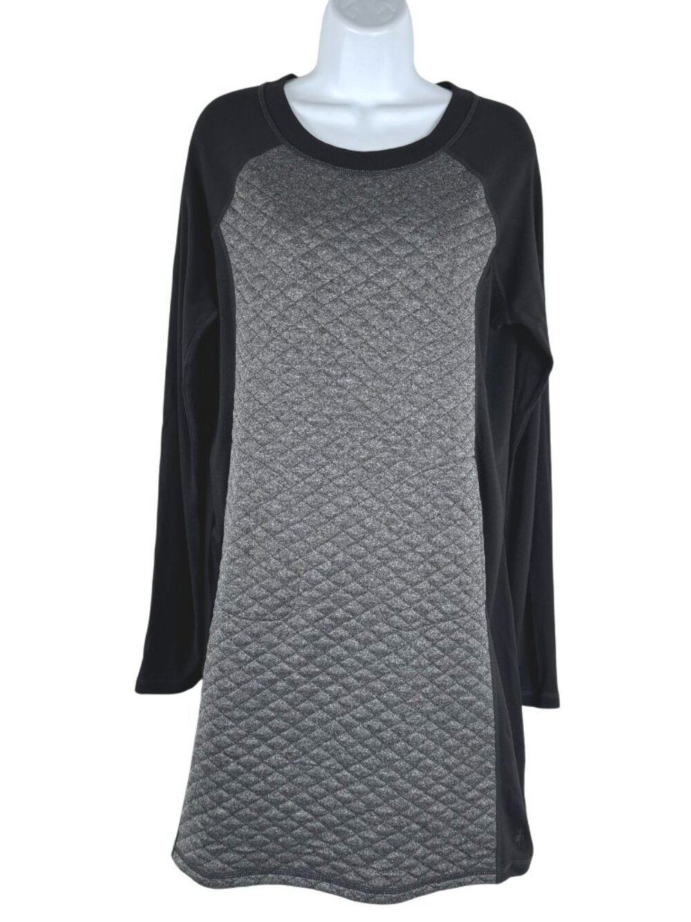 Smartwool Diamond Peak Quilted Dress Large Black Gray Merino Blend DR-1961